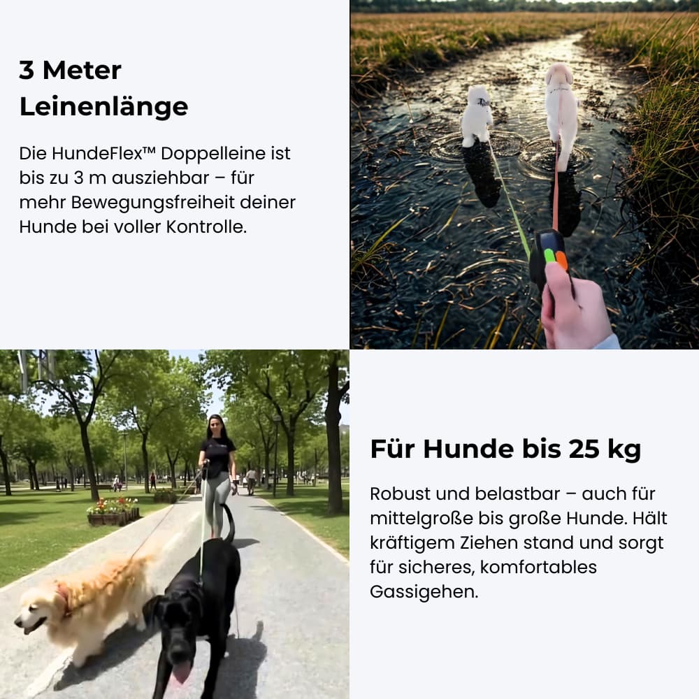 HundeFlex™ – Doppelte Hundeleine mit LED-Licht