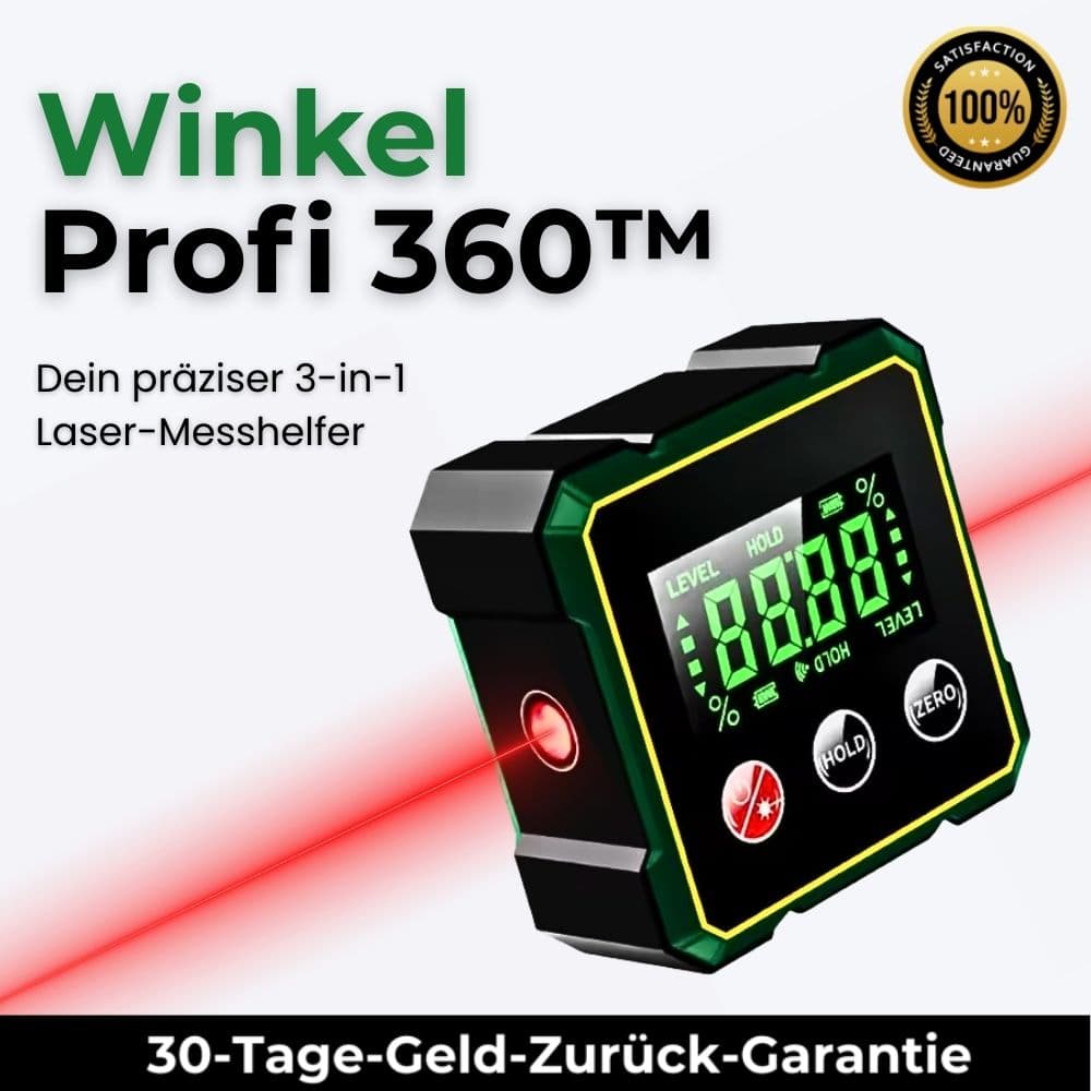 WinkelProfi 360™ – 3-in-1 Digitaler Winkel- & Neigungsmesser mit Laser