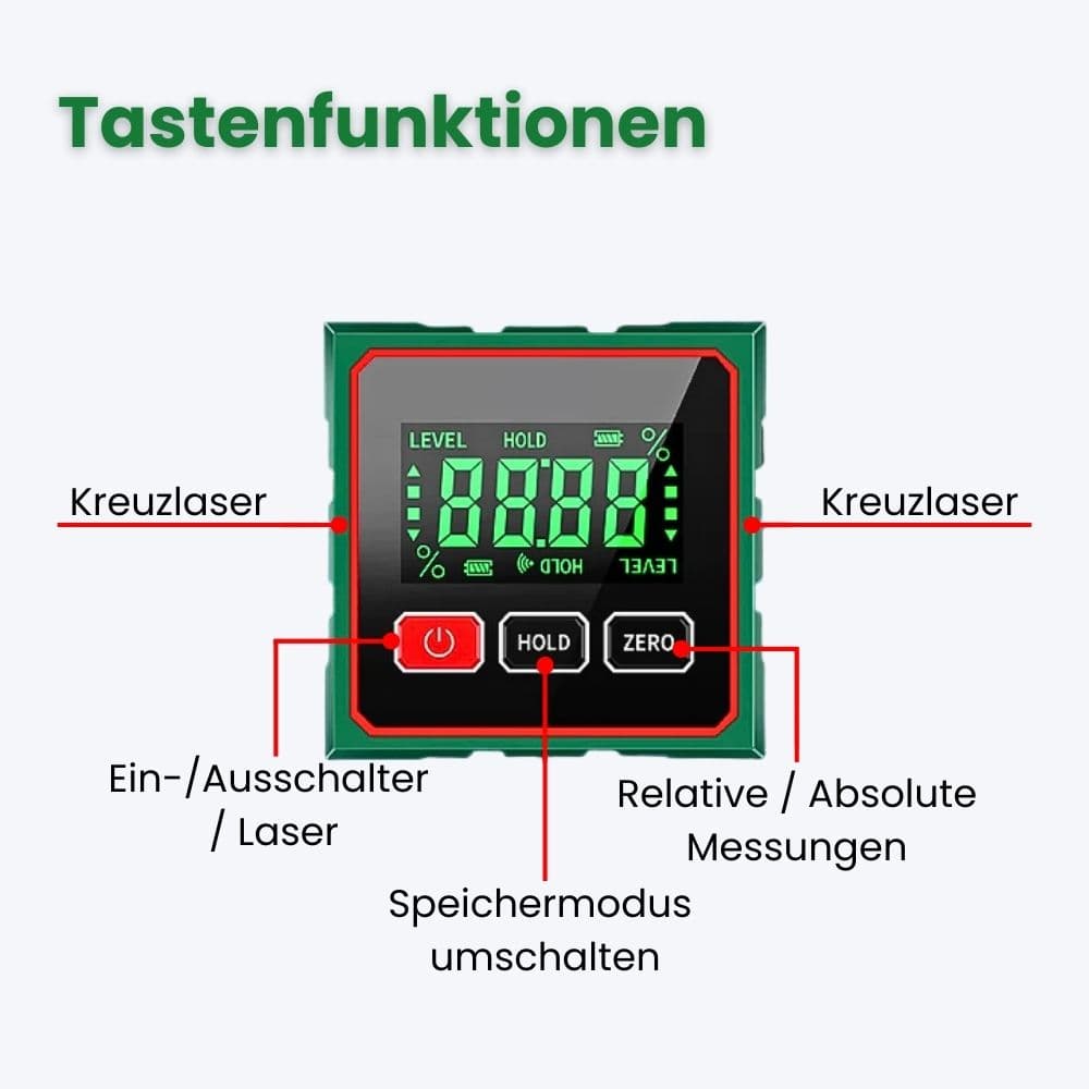 WinkelProfi 360™ – 3-in-1 Digitaler Winkel- & Neigungsmesser mit Laser